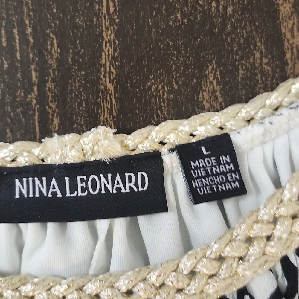 Nina Leonard Dress Black and White Mini